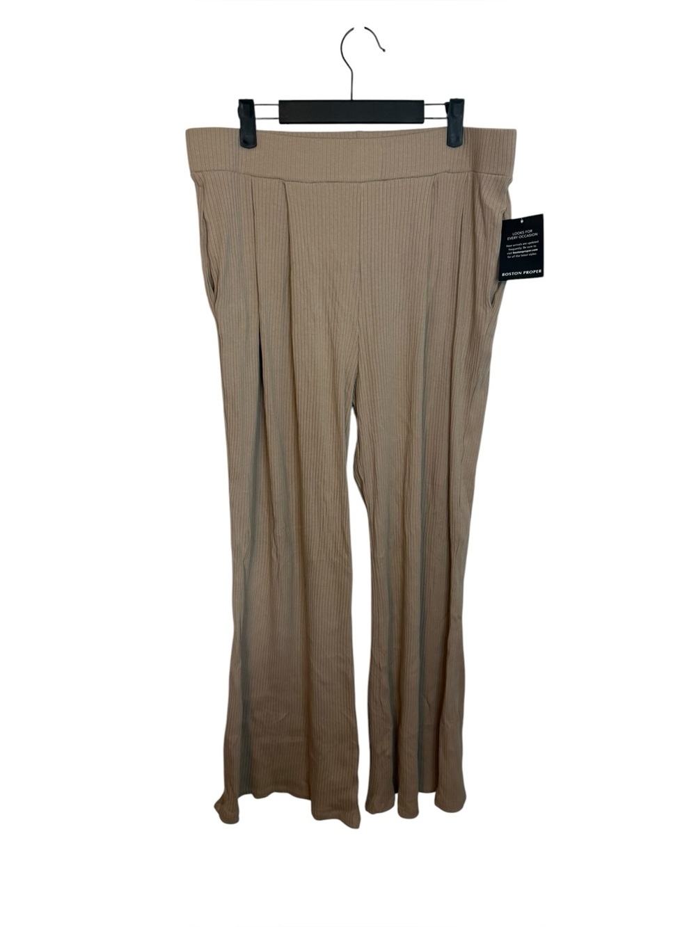 NWT Boston Proper Beige Ribbed Wide Leg Pants